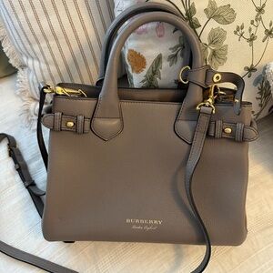 Burberry Banner House Check Leather Canvas Bag
